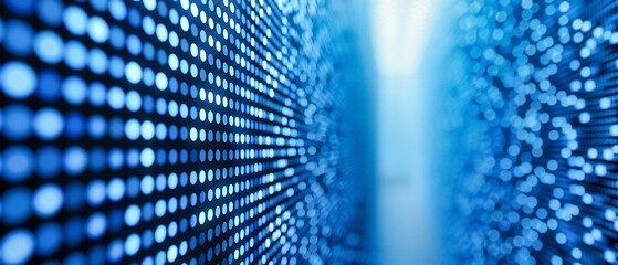 Digital Binary Data Stream, Abstract Coding Matrix, Cyber Information Flow, Blue Technological Space