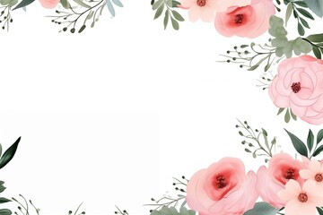 floral frame on a white background for an invitation