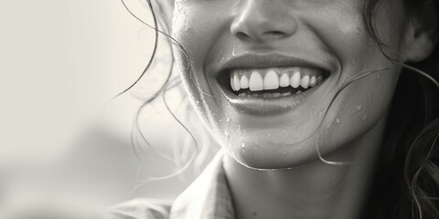 A woman with a big smile on her face. Suitable for various projects