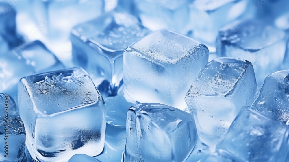 Poster A pile of ice cubes stacked on top of each other. Suitable for various concepts and designs