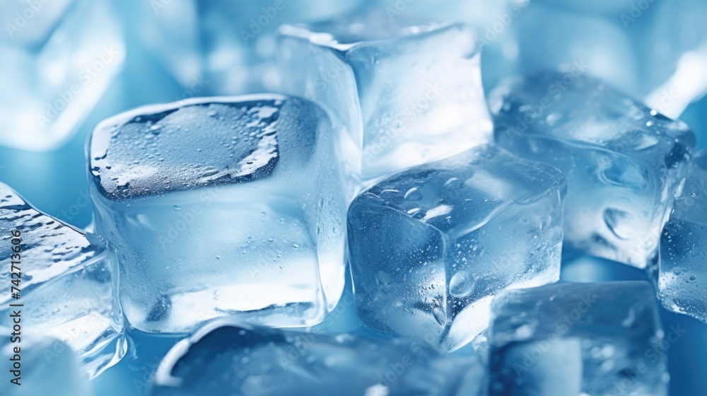 Poster a pile of ice cubes stacked on top of each other. perfect for food and beverage concepts