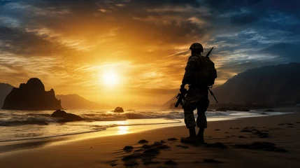 Fotobehang warrior navy seal silhouette © PikePicture