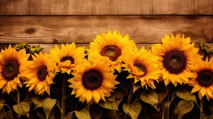farmhouse rustic background with sunflowers