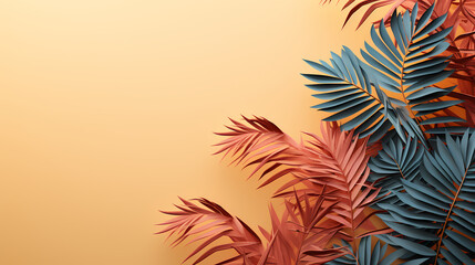 Fototapeta na wymiar Natural background with palm leaves shadow