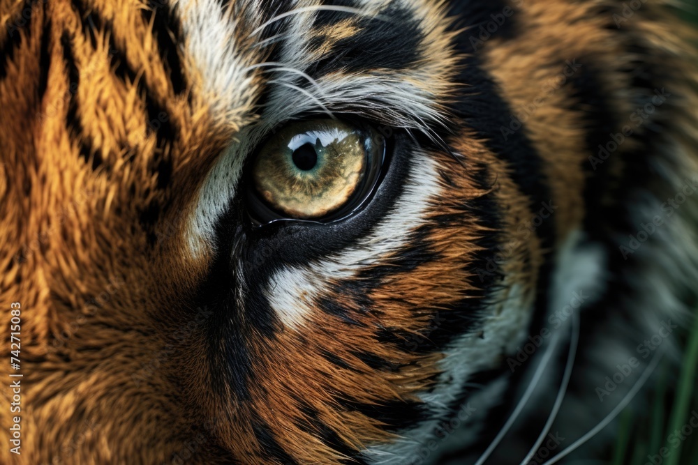 Canvas Prints Close up view of a tiger's eye, suitable for wildlife or animal themes