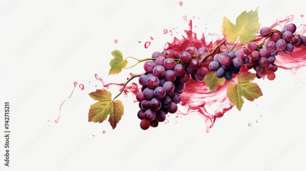 Poster bunch of grapes covered in red paint, suitable for artistic or abstract projects