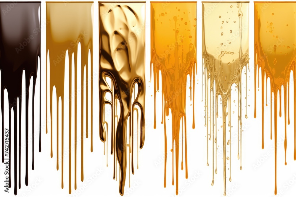 Poster various colored liquids flowing down a vertical surface. suitable for advertising or scientific conc