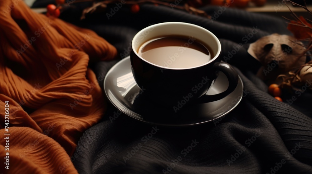 Aufkleber a simple image of a cup of coffee on a saucer. suitable for various projects