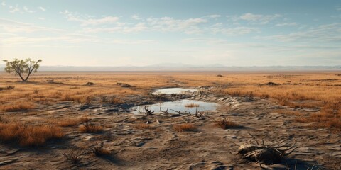 A small puddle of water in the desert, suitable for environmental themes