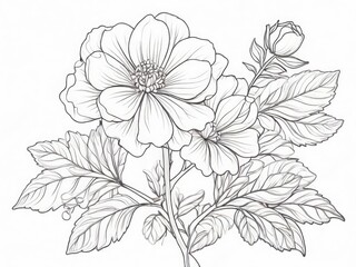 tree branch line floral hand-drawn sketch