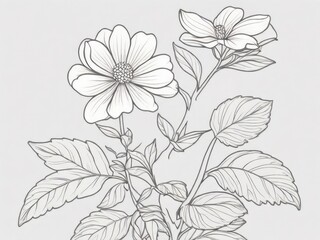 Hand drawn flat design simple flower outline