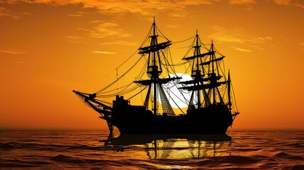 Obraz premium treasure pirate ship outline