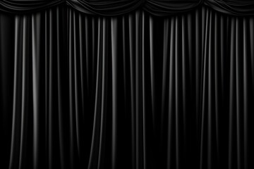 Simple black curtain against a dark backdrop. Suitable for interior design concepts