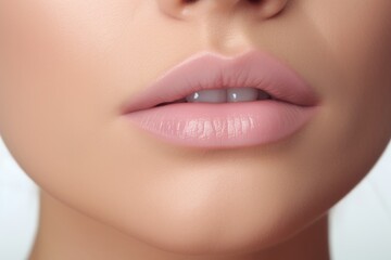 Close up of a woman's lips with pink lipstick, perfect for beauty and fashion-related projects
