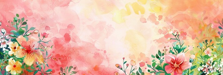 Obraz na płótnie Canvas watercolor flower background, floral summer background for wedding stationery, flower background with watercolor, watercolor style for background 