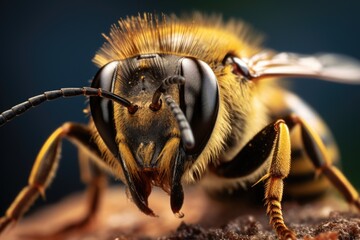 Detailed close up of a bee on a piece of wood, perfect for nature or wildlife projects