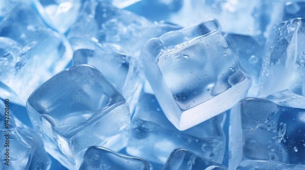 Poster a pile of ice cubes stacked on top of each other. perfect for summer refreshment concepts