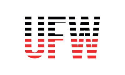 UFW three initial letter iconic line negative space minimal logo design vector template. monogram, abstract, wordmark, business, typography, minimalist, brand, company, flat, modern, unique, simple