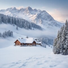 Fototapeta premium mountain hut in the mountains