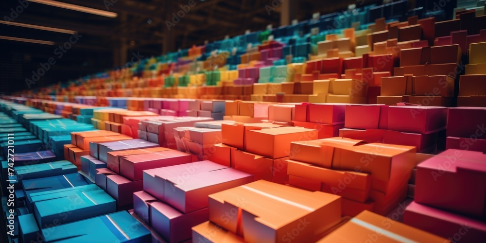 Aufkleber A large number of boxes stacked on top of each other. Ideal for inventory or storage concepts