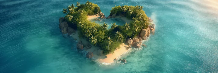 Rolgordijnen Tropical Island Heart Shape © Allan