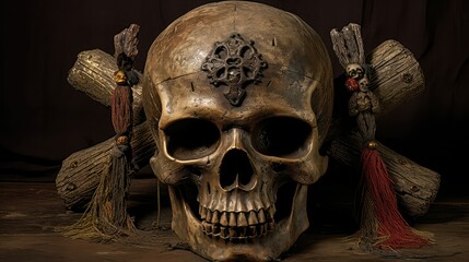 Obraz premium ship pirate skull and cross bones