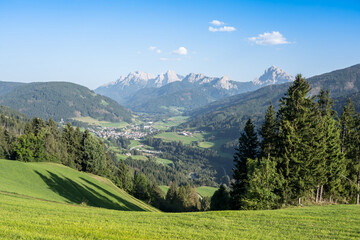 Fototapeta premium Panoramic view of idyllic Dolomites mountain, South Tyrol, Italy