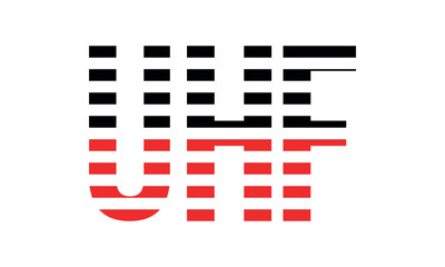 UHF three initial letter iconic line negative space minimal logo design vector template. monogram, abstract, wordmark, business, typography, minimalist, brand, company, flat, modern, unique, simple