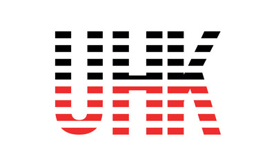 UHK three initial letter iconic line negative space minimal logo design vector template. monogram, abstract, wordmark, business, typography, minimalist, brand, company, flat, modern, unique, simple