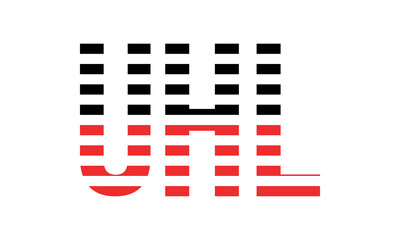 UHL three initial letter iconic line negative space minimal logo design vector template. monogram, abstract, wordmark, business, typography, minimalist, brand, company, flat, modern, unique, simple
