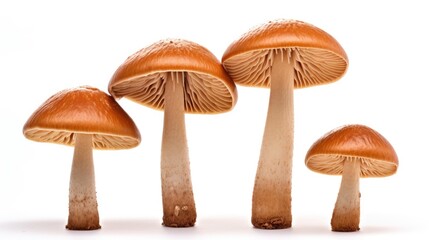 A group of mushrooms sitting on top of a white surface. Suitable for food or nature concepts