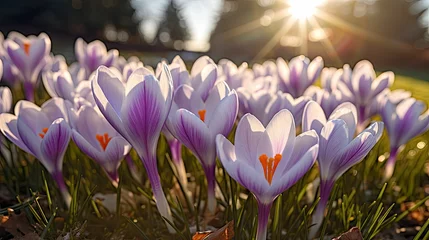 Zelfklevend Fotobehang bloom crocus spring flowers © PikePicture
