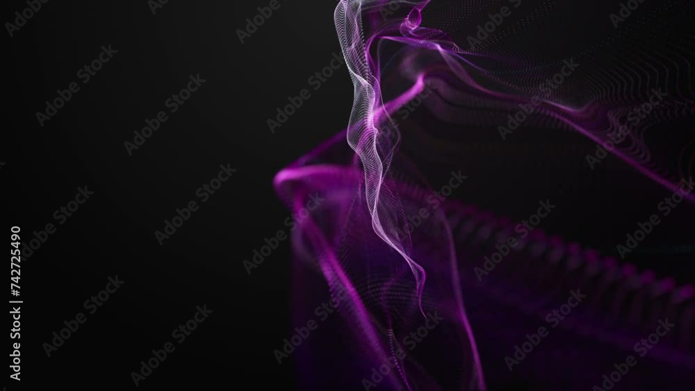 Aufkleber romantic video animation with particle wave object in slow motion and space for text, 4096x2304 loop