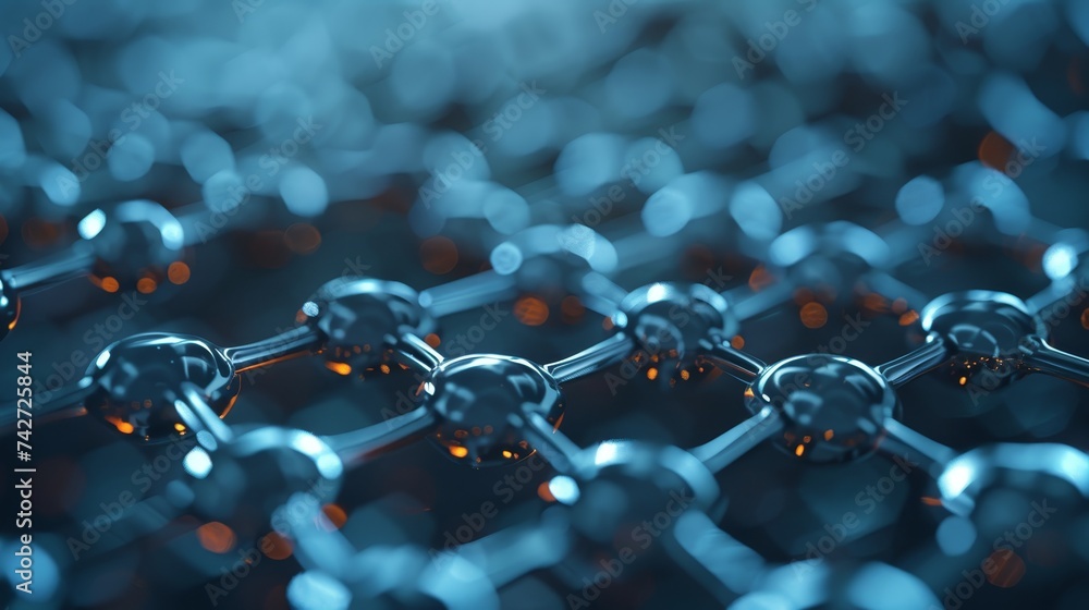 Poster ultra-high resolution of a graphene molecular grid, a single layer of carbon atoms arranged in a two