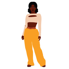 Stylish black woman in elegant art style vector