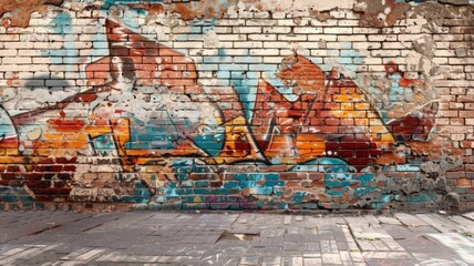 Colorful Street Art Expression - An expressive and colorful graffiti on an urban street, reflecting the dynamic street art scene.