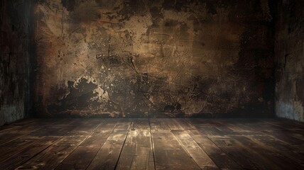 Grunge Vintage Room - A room with a dark, textured wall and wooden floor