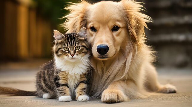 playful cute dog cat