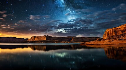 water night sky lake powell