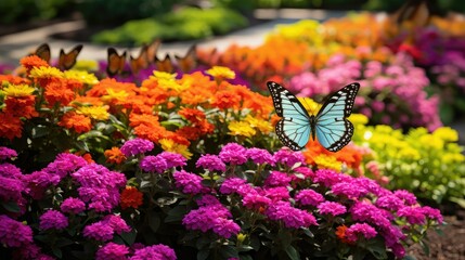 plants butterfly flower bed - obrazy, fototapety, plakaty