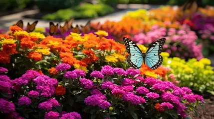 Fototapete Rund plants butterfly flower bed © PikePicture