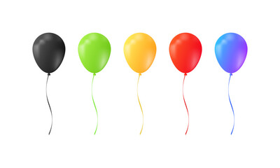Helium balloons icon set. Flat style. Vector icons