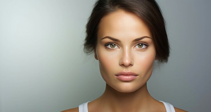 Mujer con maquillaje y mirada intensa