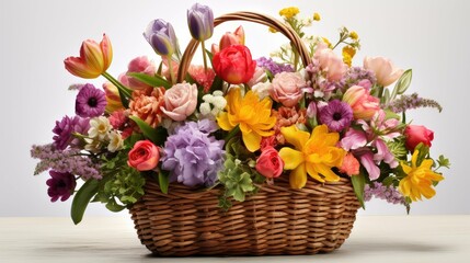 Fototapeta na wymiar daffodils easter basket flowers