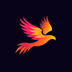 A minimalist vector logo featuring a soaring falcon, symbolizing power and freedom, its elegant form and vibrant colors captured in high definition.