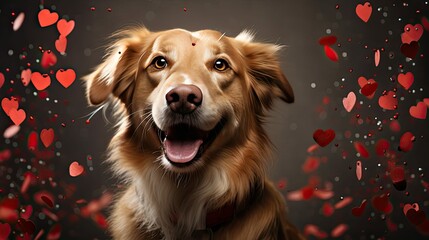 cute dog with hearts