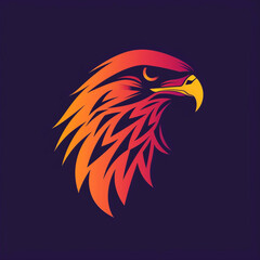 A majestic hawk portrayed in a minimalist vector logo, symbolizing power and freedom with a touch of modern simplicity and vibrant hues, captured in high definition.