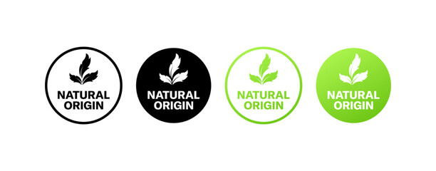 Natural origin stamps. Silhouette and flat style. Vector icons