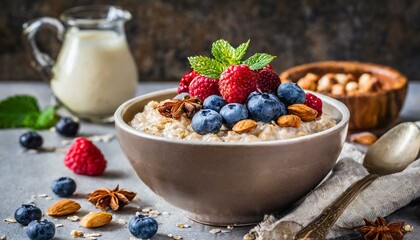  Oatmeal with berries and nuts
