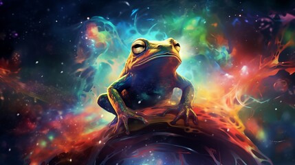 Cosmic frog - obrazy, fototapety, plakaty